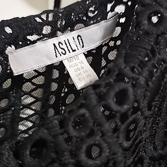 ASILIO, EXCELLENT black midi dress by SZ 6 - Picture 7 of 14